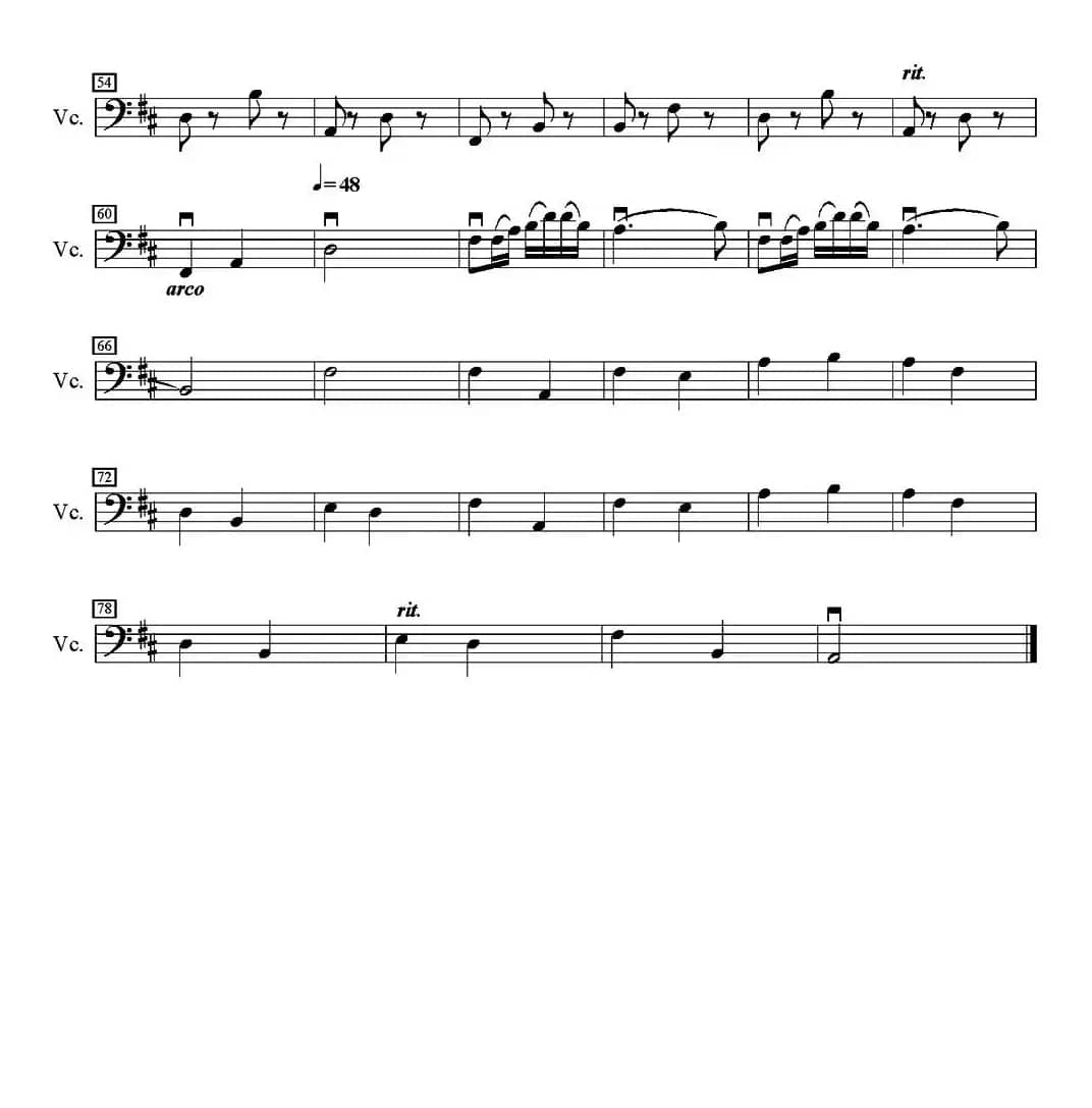 茉莉花（四重奏大提琴分谱）