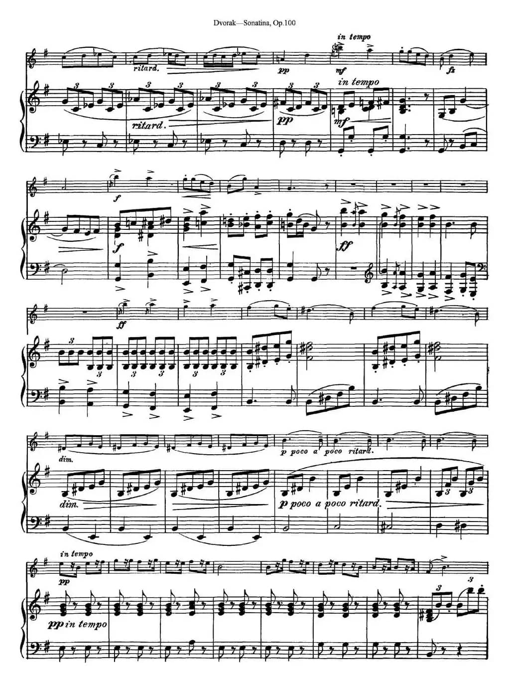 Violin Sonatina Op.100（小提琴+钢琴伴奏）