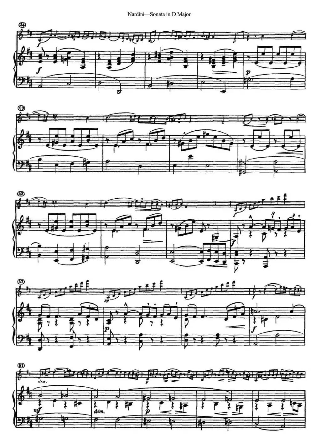 Nardini Violin Sonata in D Major（小提琴+钢琴伴奏）