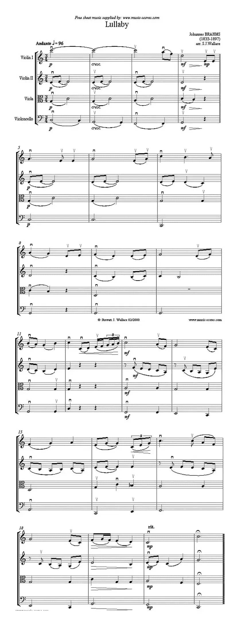 Lullaby（摇篮曲）（弦乐四重奏）