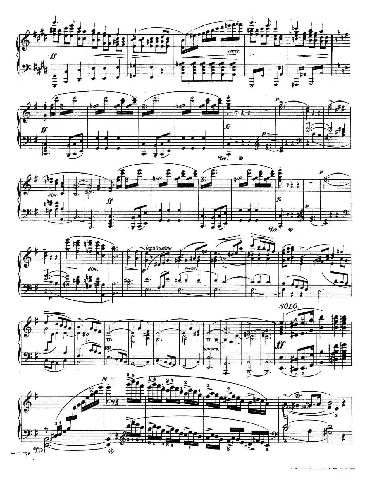 e小调第一钢琴协奏曲 Op.11(钢琴独奏版·第一乐章)