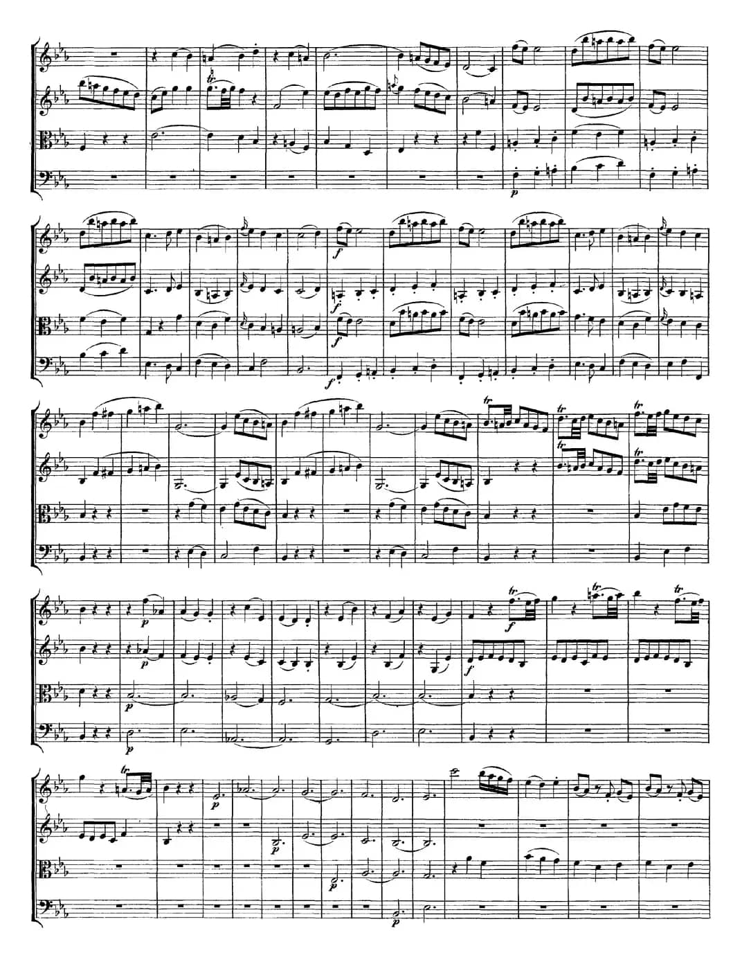 Mozart《Quartet No.11 in Eb Major,K.171》（总谱）