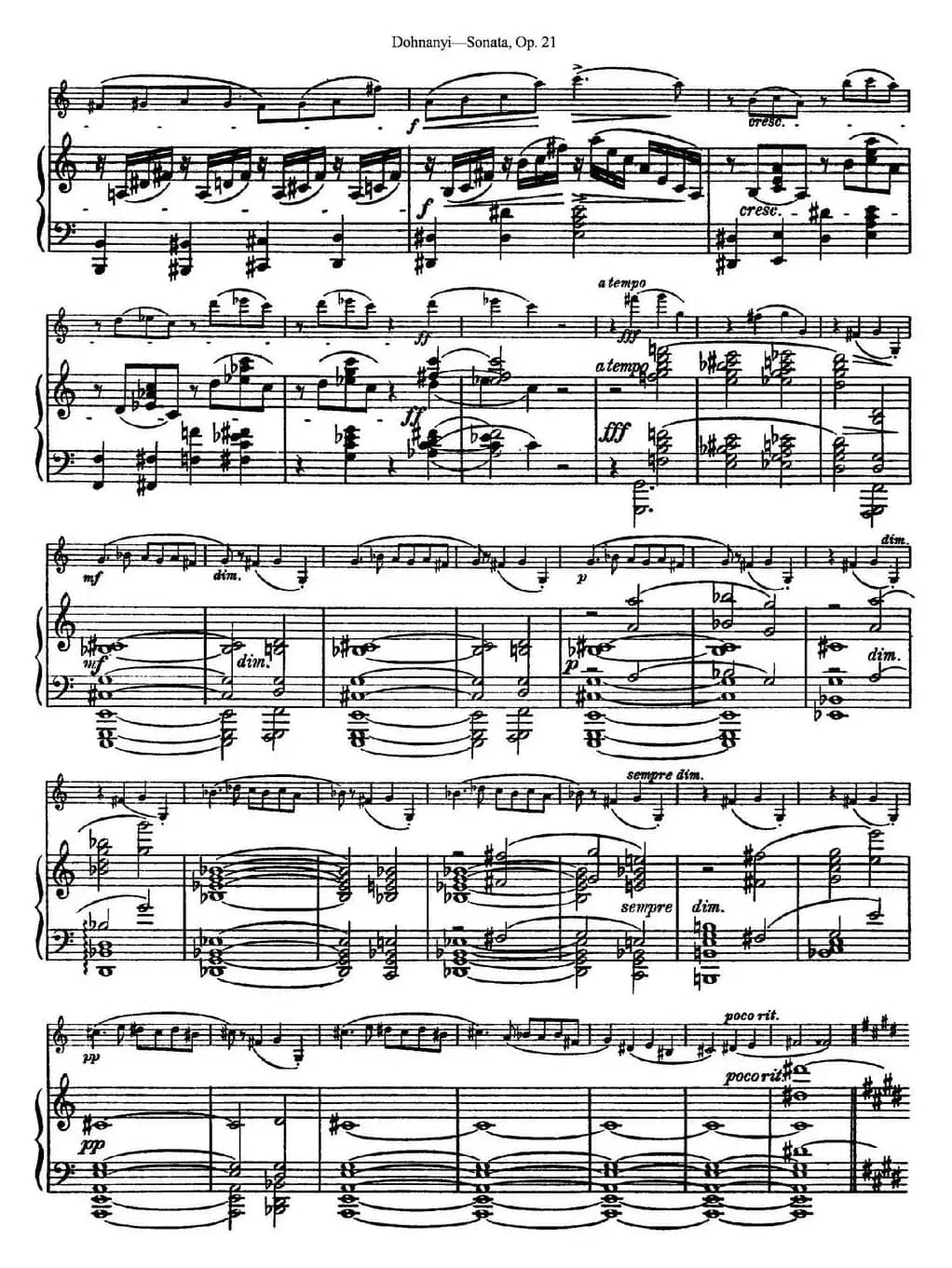 Dohnanyi Sonata Op.21（小提琴+钢琴伴奏）