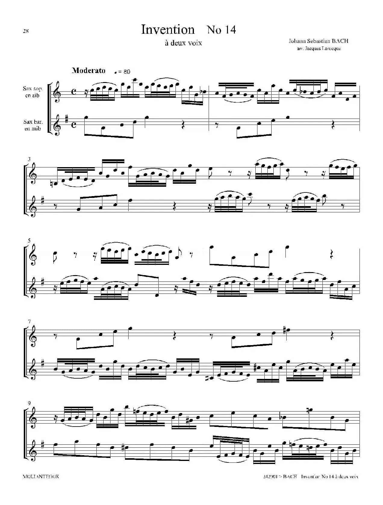 Inventions 巴赫15首创意曲（二重奏—14）