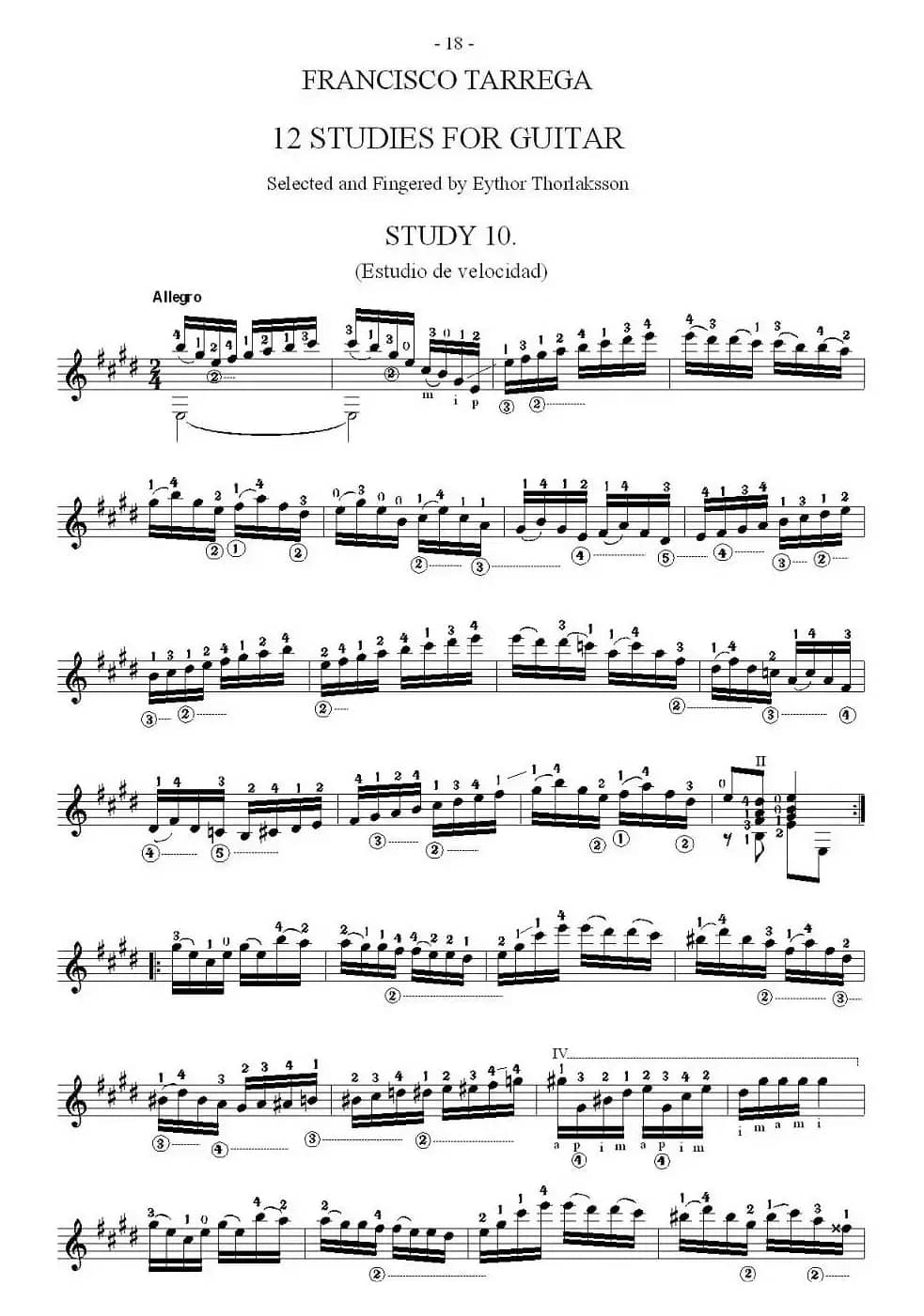 他雷加12首练习曲之10