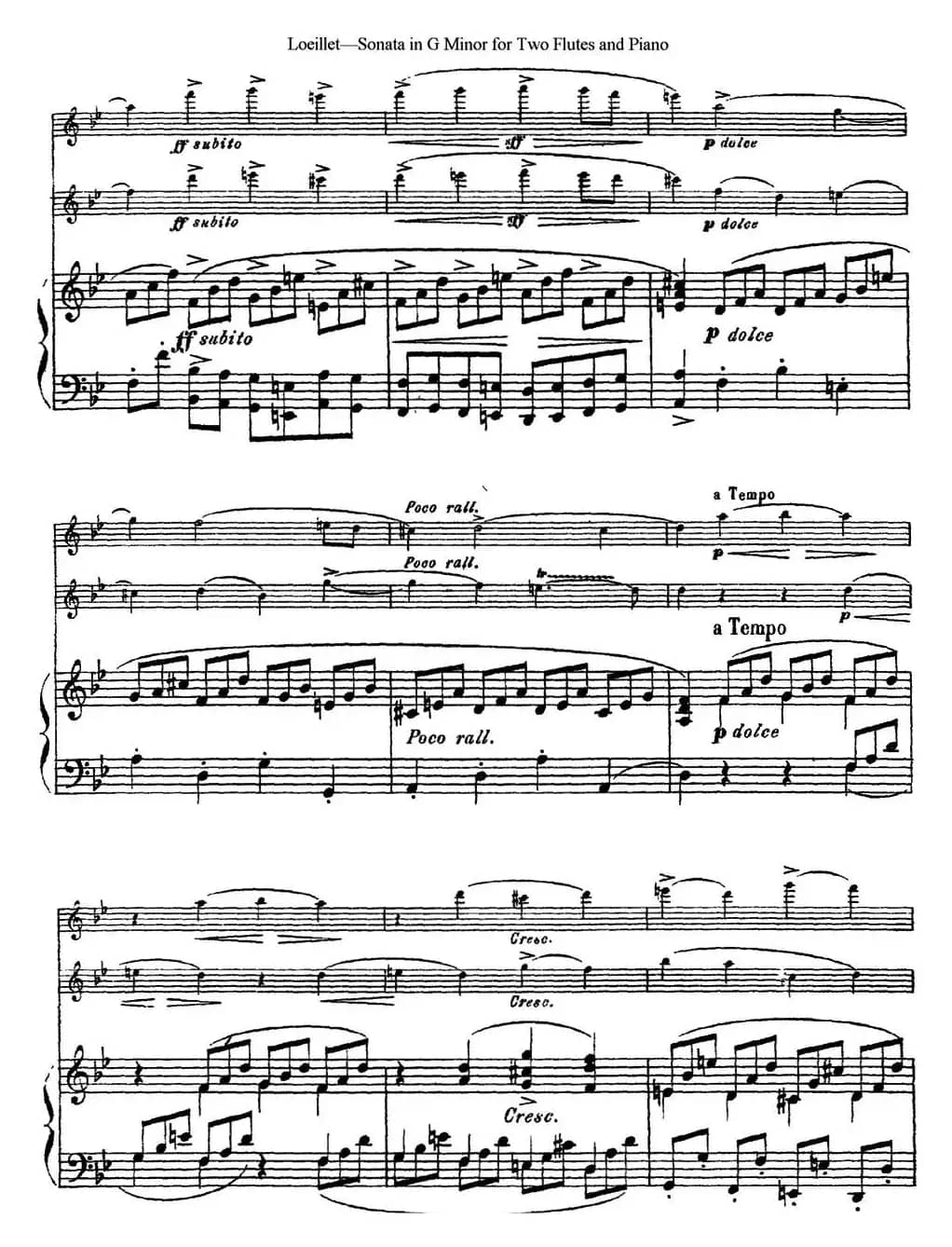 罗埃莱特G小调双长笛与钢琴奏鸣曲