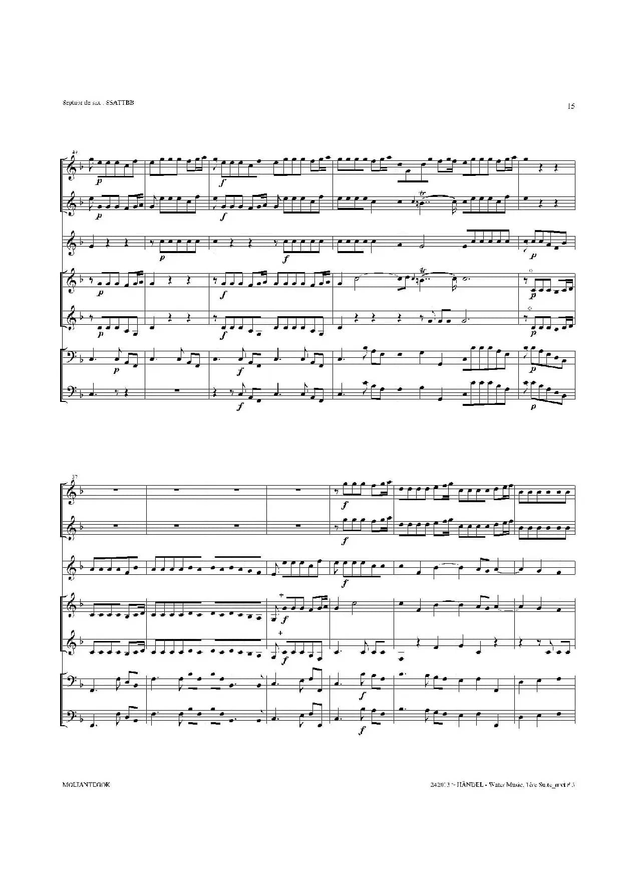 Water Music（HWV.348 No.1）（萨克斯合奏总谱）