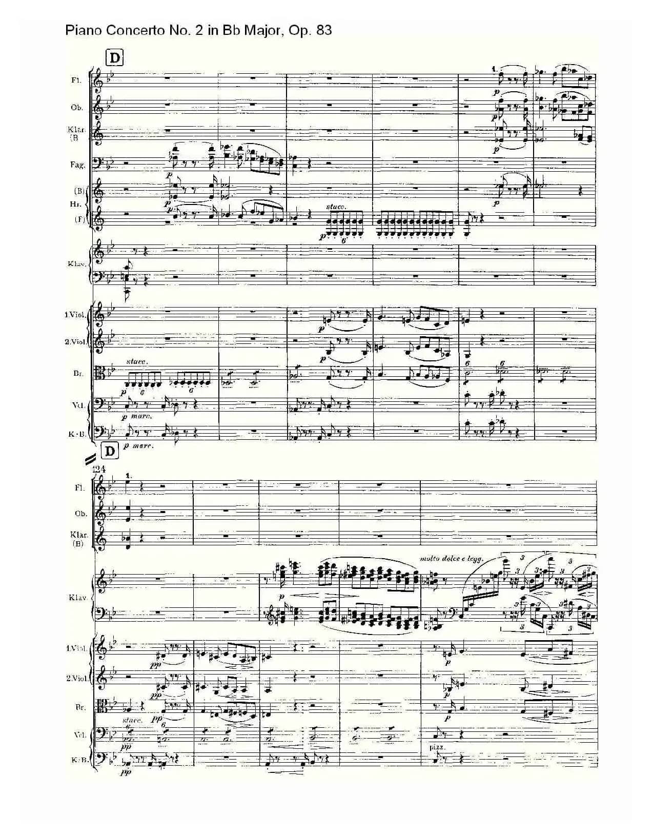 Bb大调钢琴第二协奏曲, Op.83第一乐章（一）