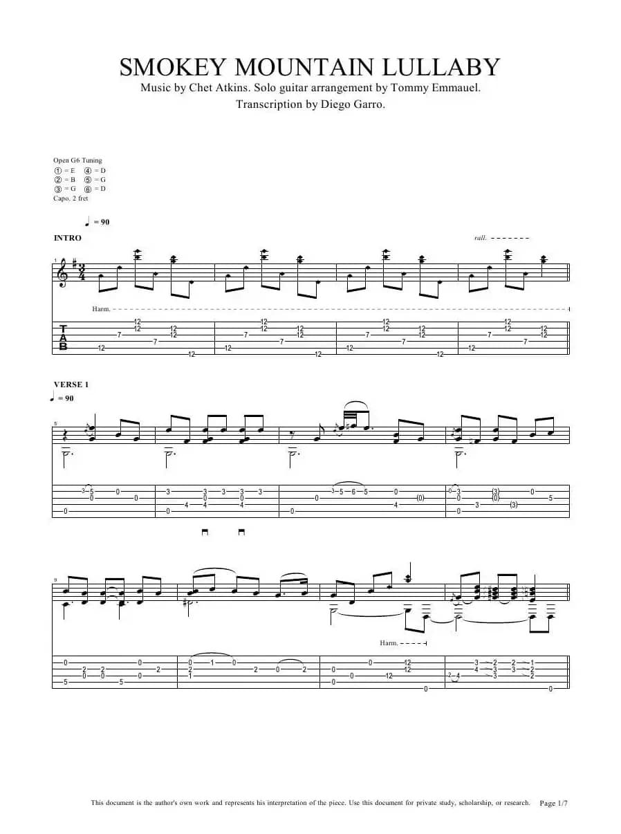 tommy emmanuel：smokey mountain lullaby（指弹吉它）