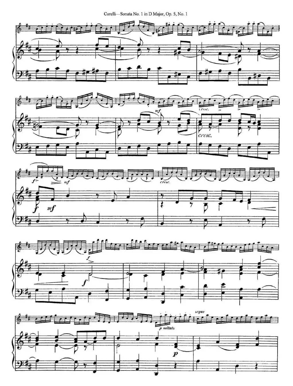 Sonata No.1 in D MajorOp.5 No.1（小提琴+钢琴伴奏）