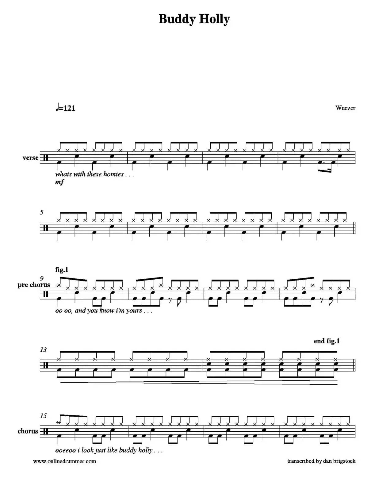 Buddy Holly（鼓谱）