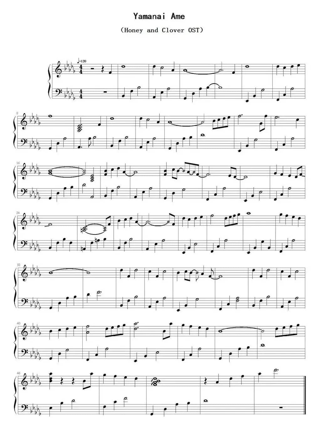 Yamanai Ame（Honey and Clover OST）