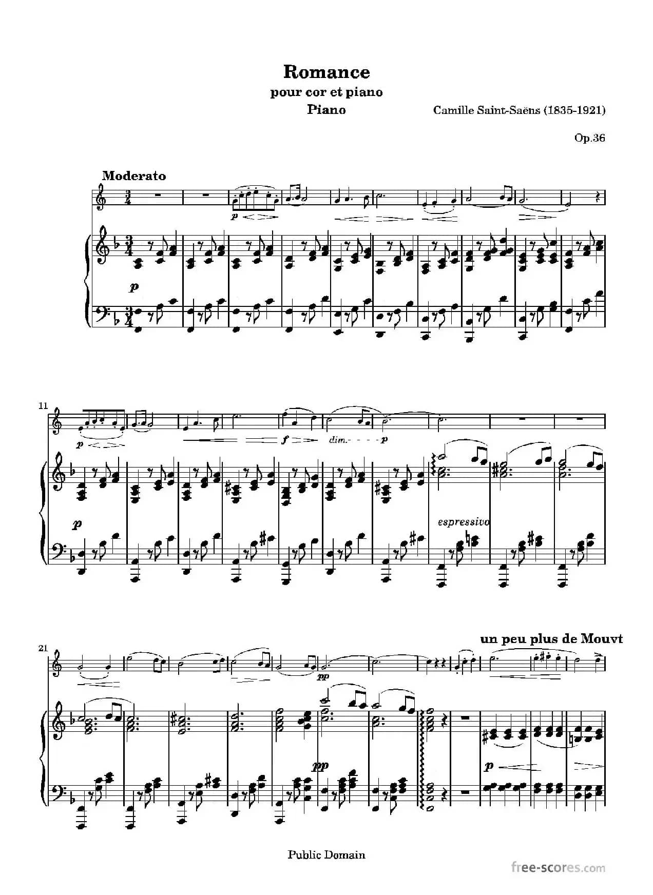 圣桑-浪漫曲（圆号+钢琴）