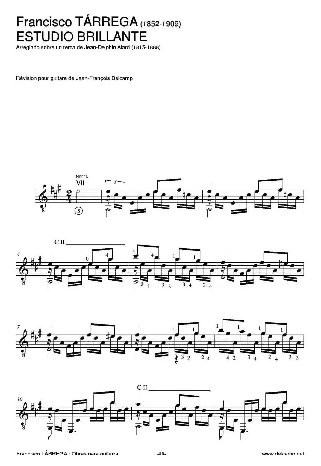 ESTUDIO BRILLANTE(Arreglado sobre un tema de Jean-Delphin Alard)（古典吉他）