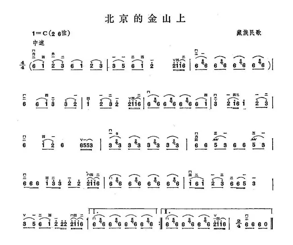 在北京的金山上（4个版本）