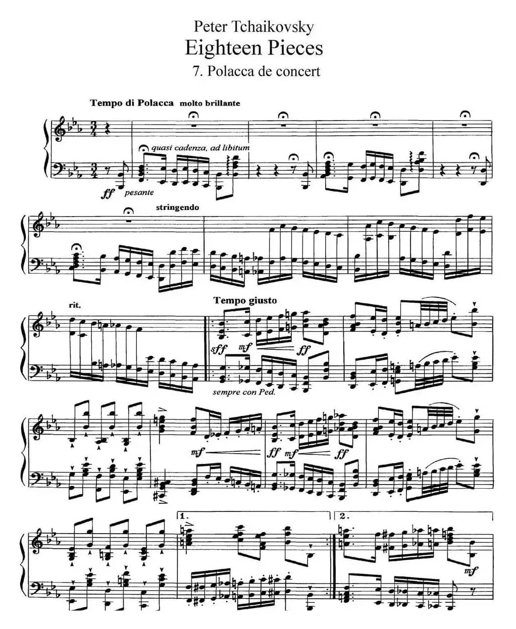 柴可夫斯基18首钢琴小品Op.72（7.Polacca de concert）