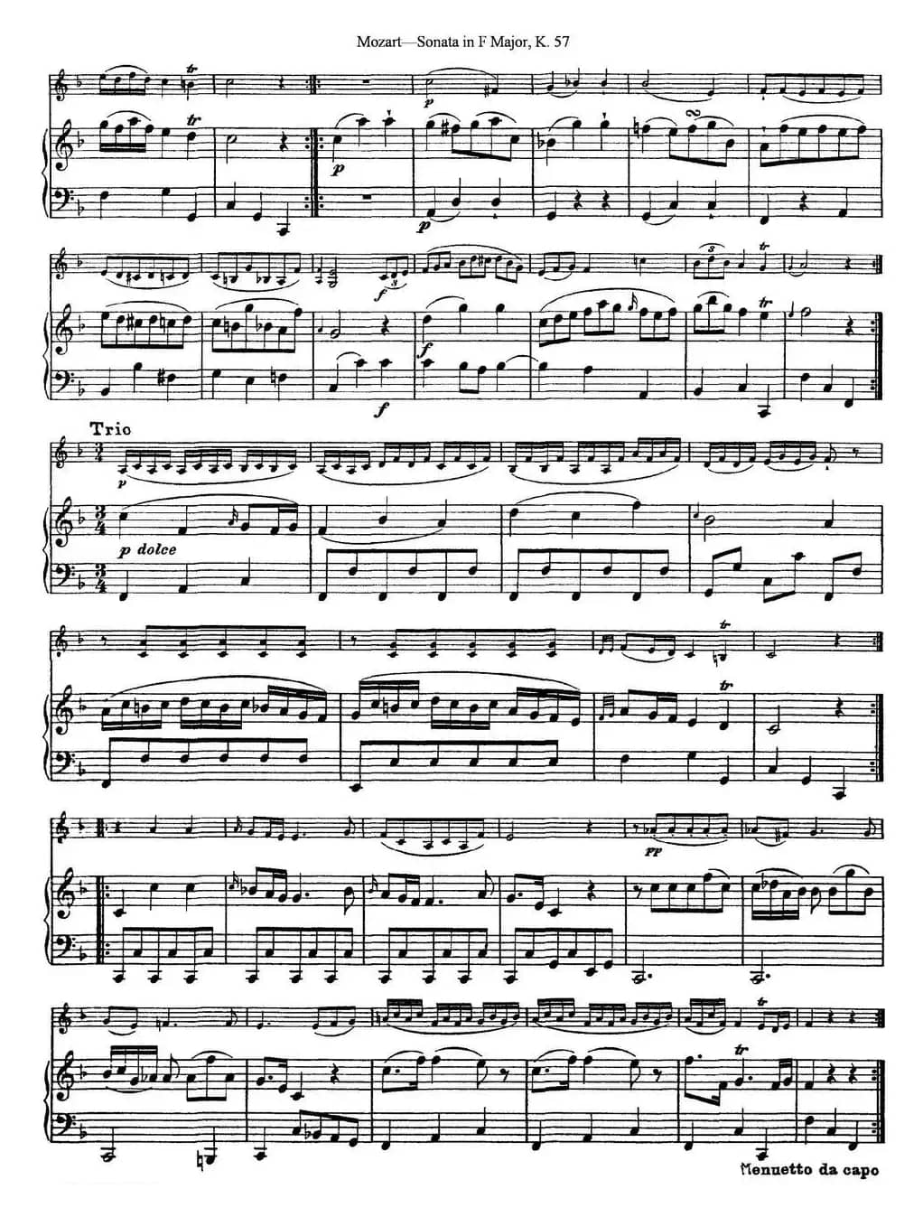 Violin Sonata in F Major K.357（小提琴+钢琴伴奏）