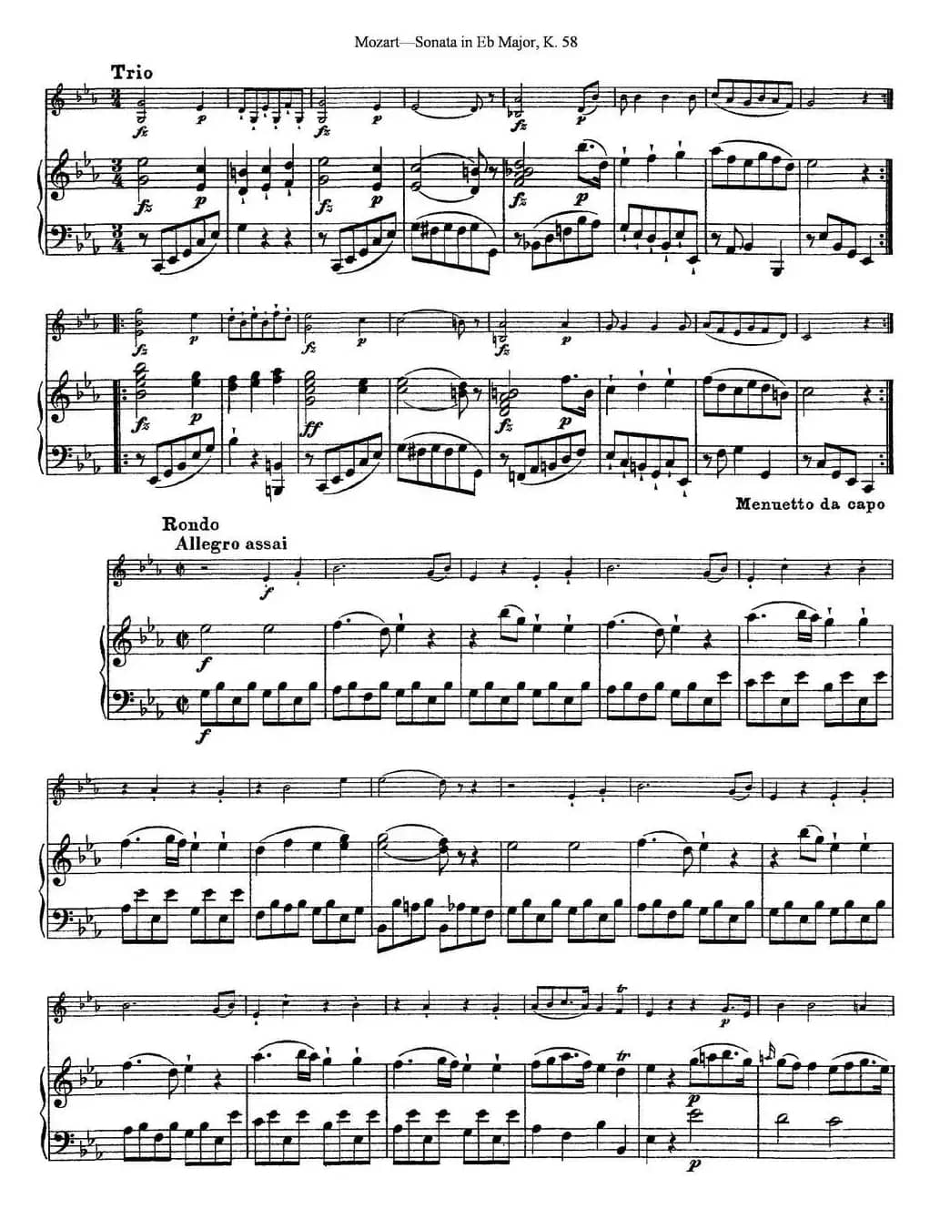 Violin Sonata in Eb Major K.58（小提琴+钢琴伴奏）