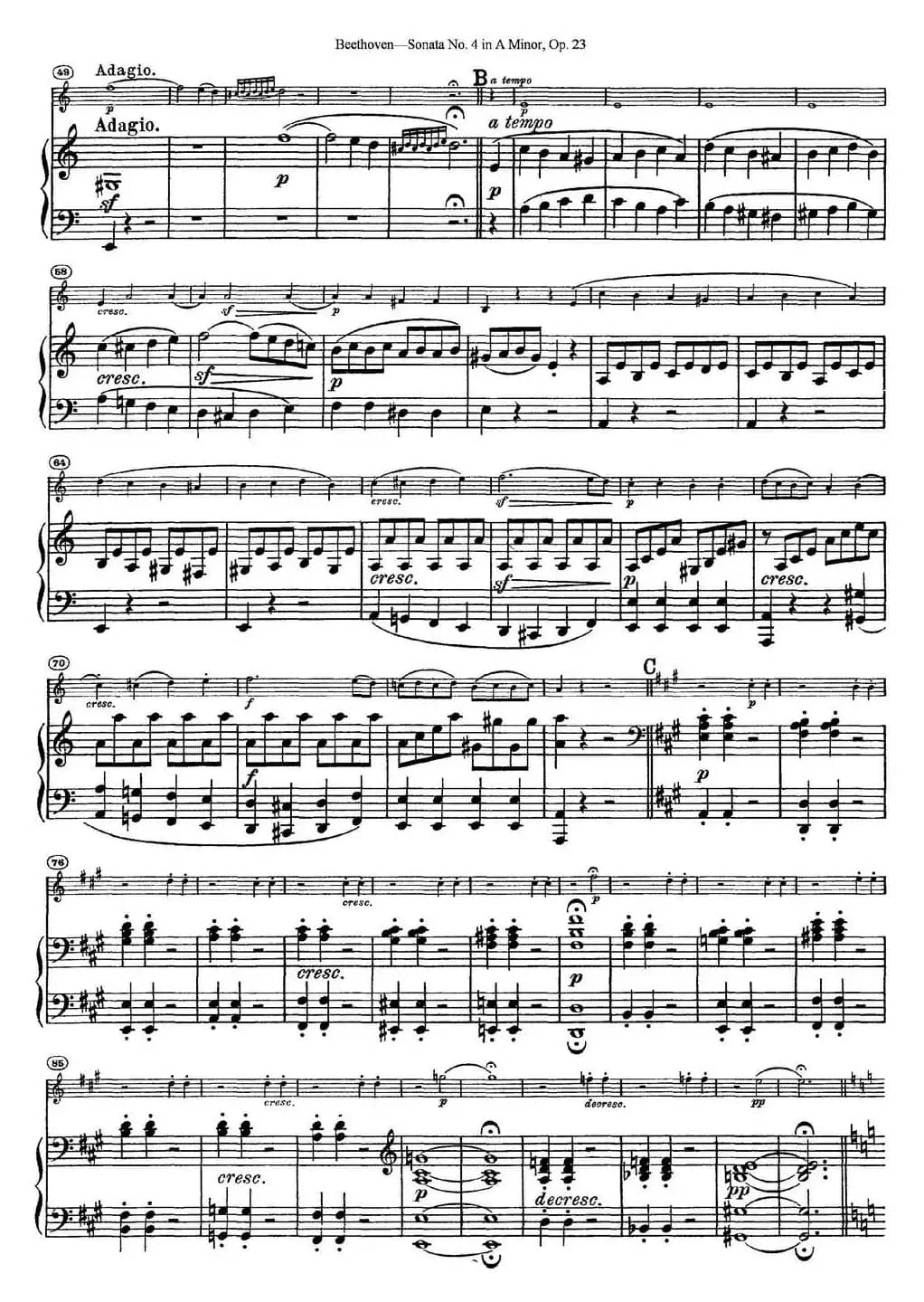 Violin Sonata No.4 in A Minor Op.23（小提琴+钢琴伴奏）