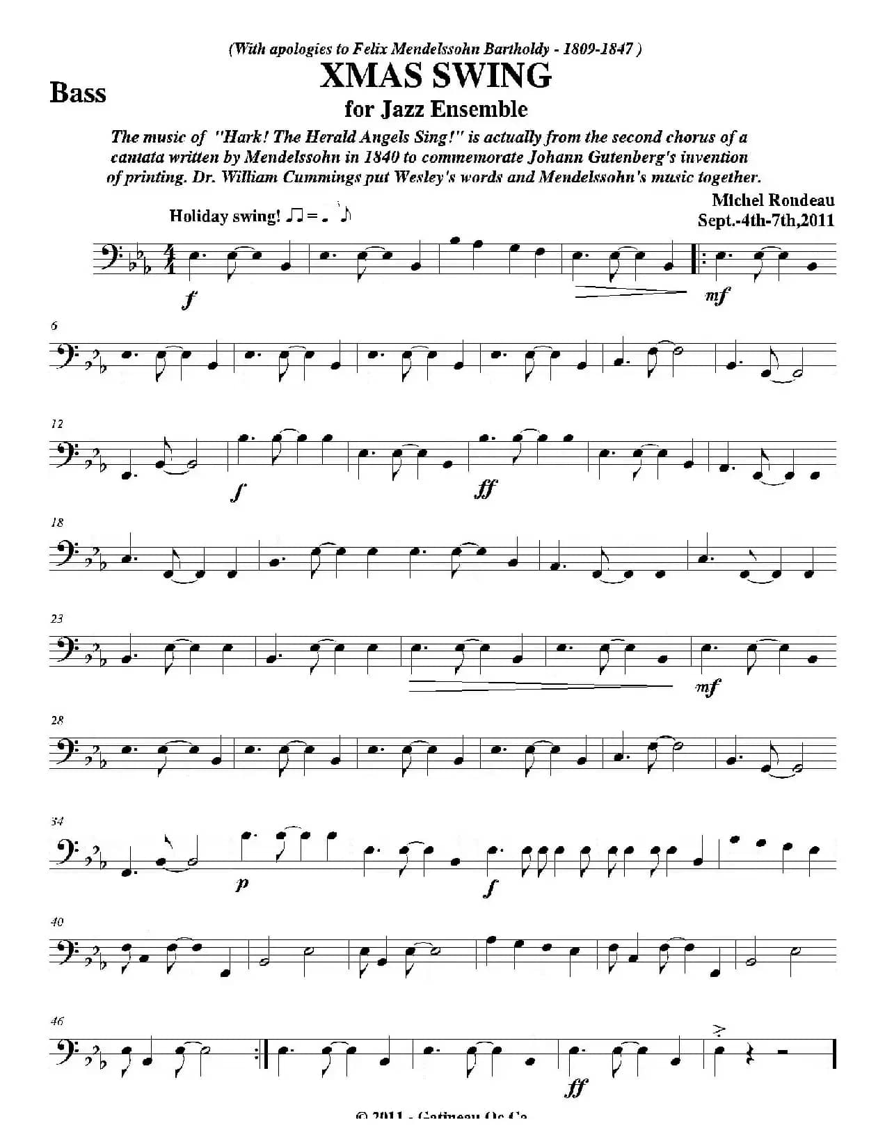 XMAS SWING（贝司分谱）