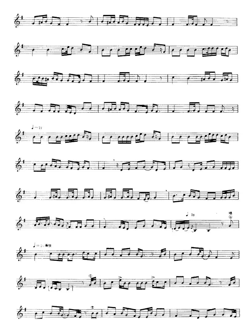 十二木卡姆：Ⅳ 恰尔尕木卡姆 195——205（主旋律谱）