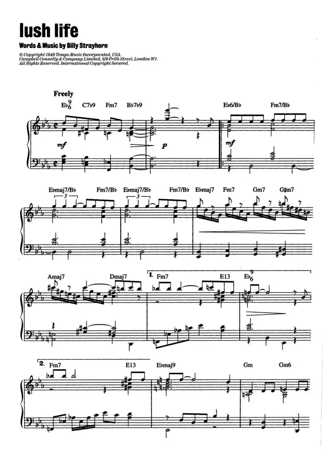 Lush Life（爵士钢琴酒吧独奏钢琴谱）