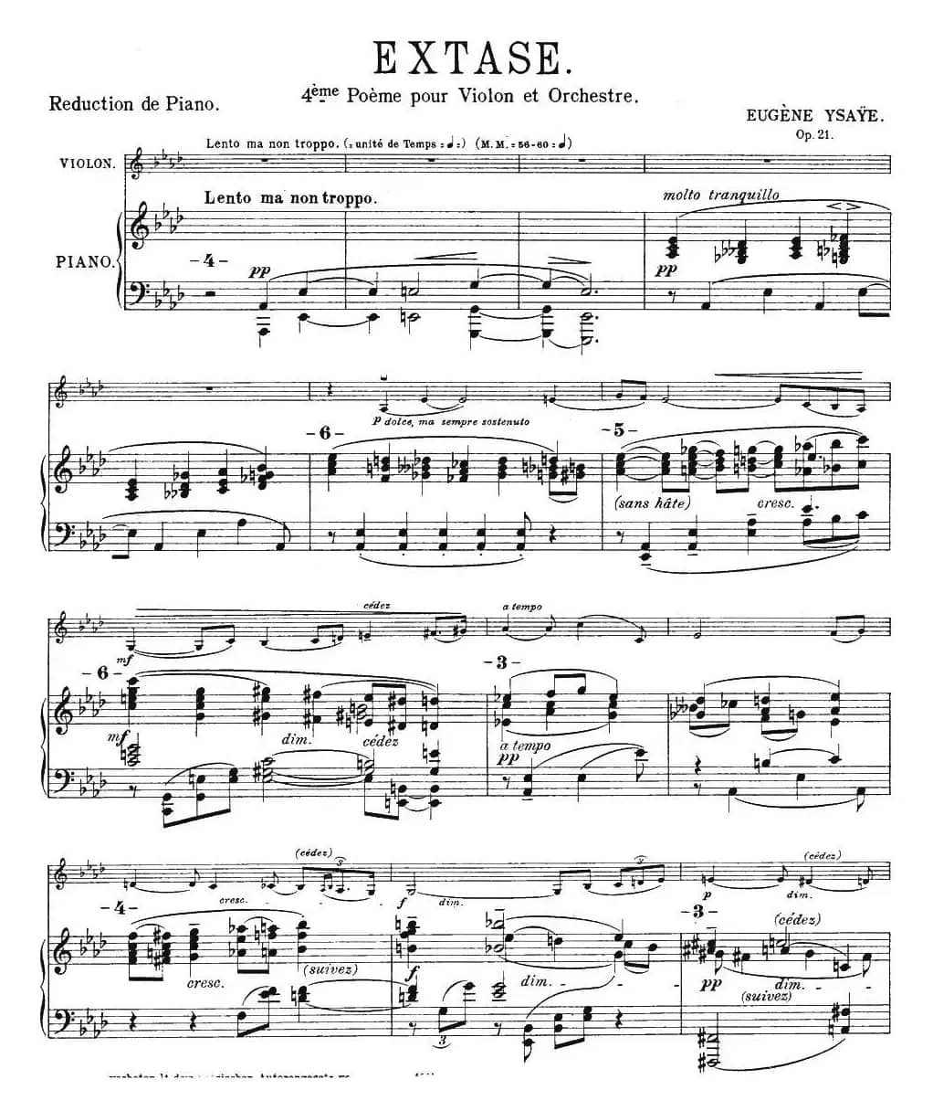 伊萨伊作品集：Extase（小提琴+钢琴伴奏）