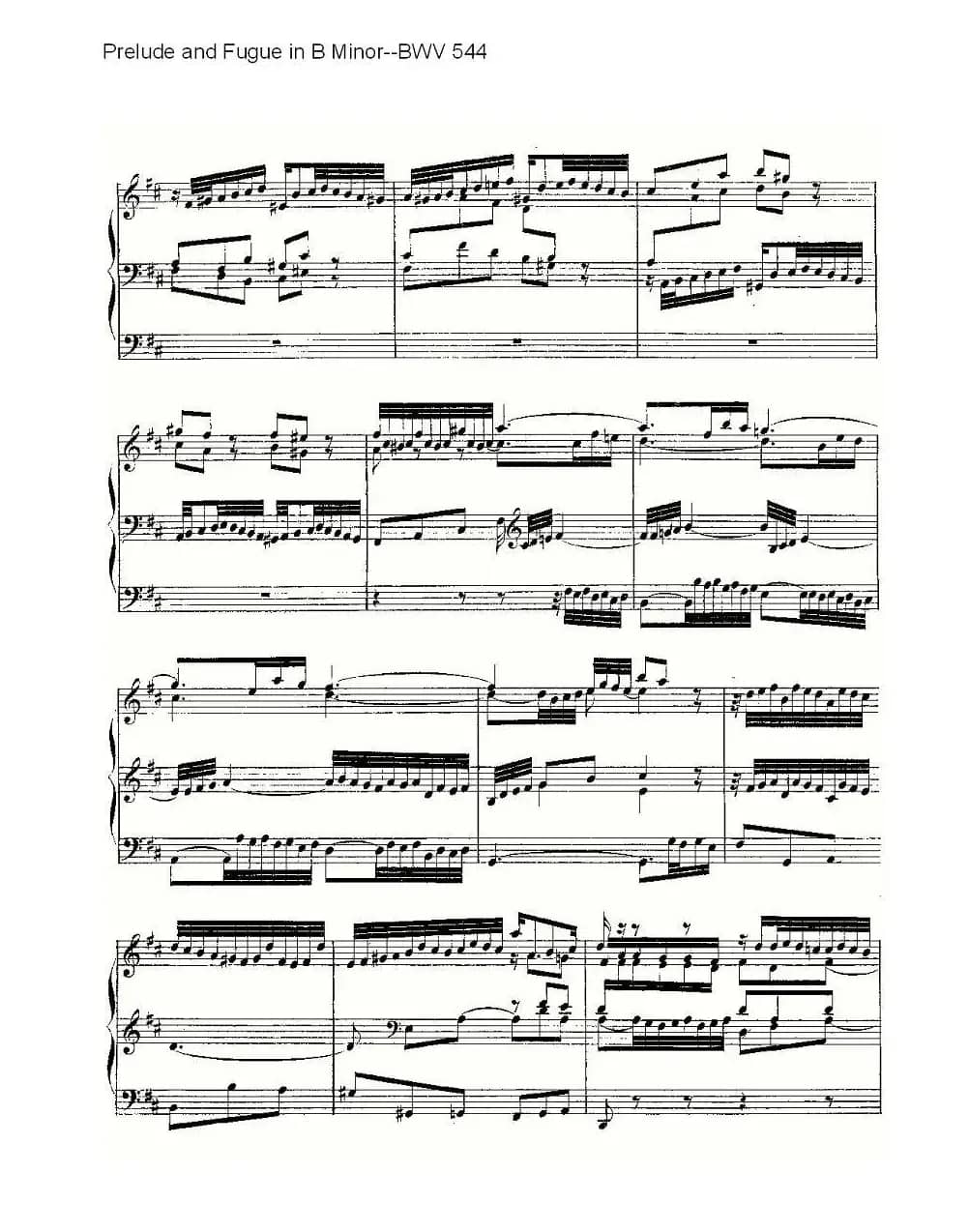 Prelude and Fugue in B Minor--BWV 544 （管风琴谱）