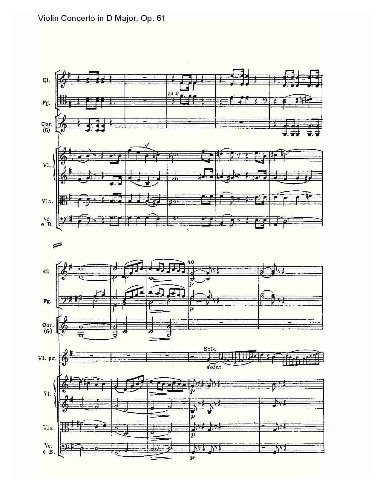 D大调小提琴协奏曲 Op.61 第二乐章