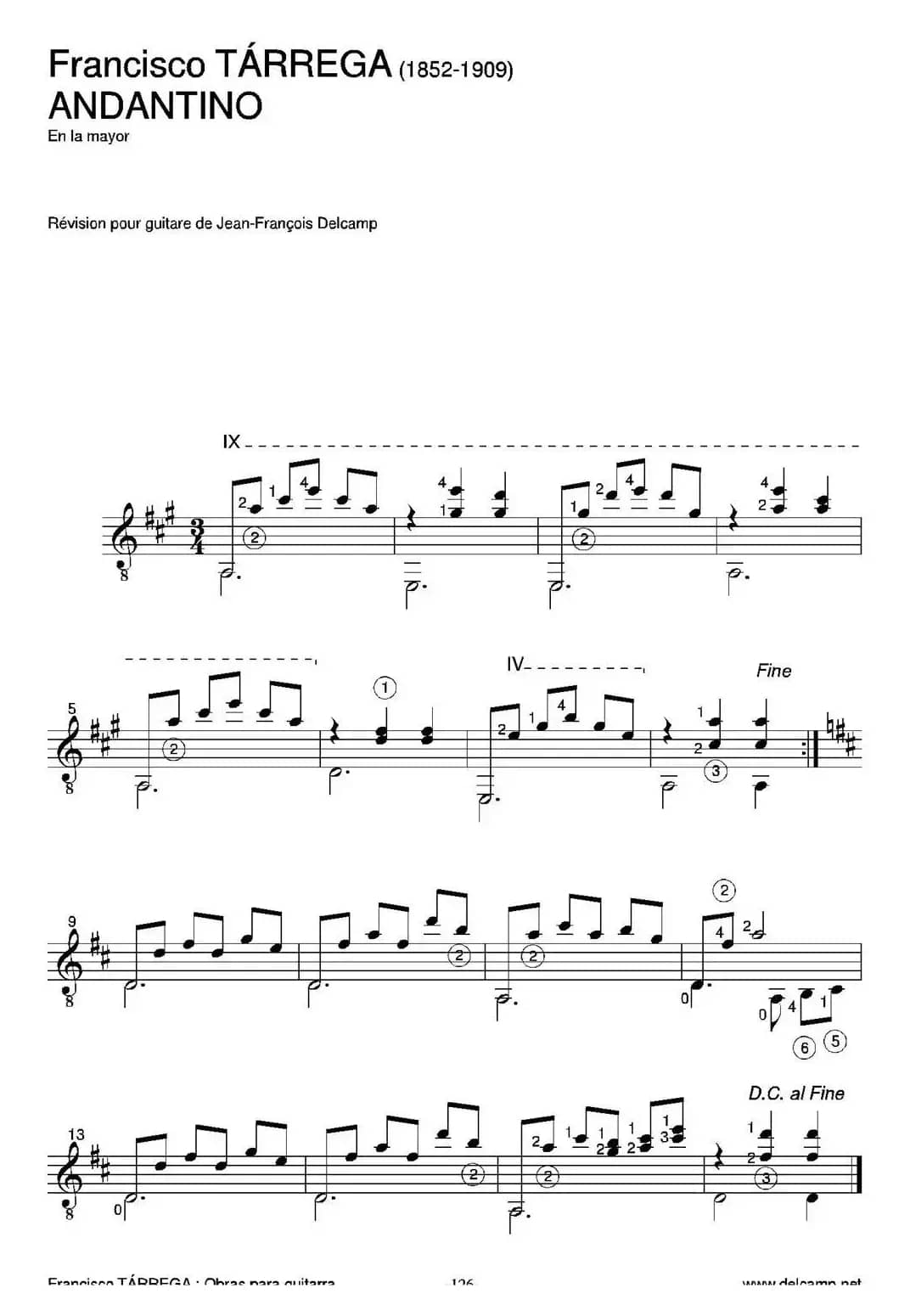 ANDANTINO(En la mayor)（古典吉他）