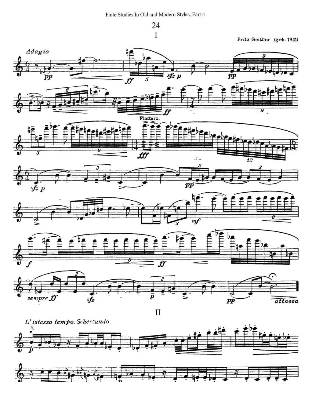 斯勒新老风格长笛练习重奏曲（第四部分）（NO.24）