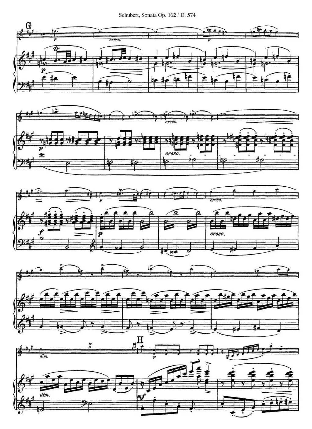 Violin Sonata in A major Op.162 D.574（小提琴+钢琴伴奏）