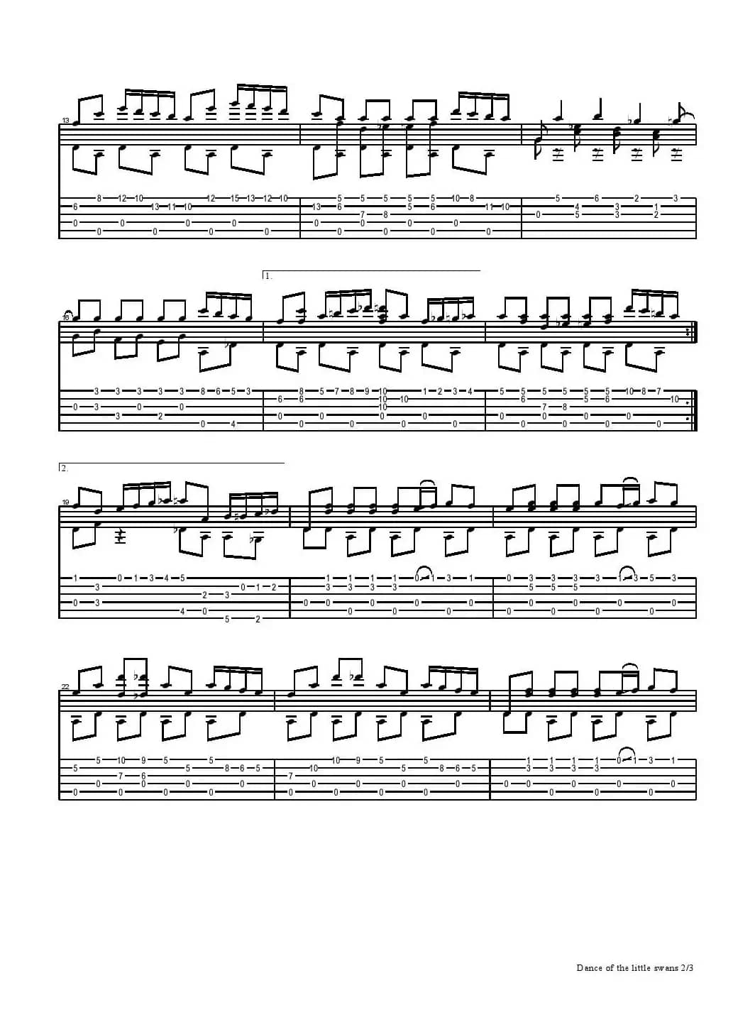 Dance of the little swans（五线谱+六线谱）