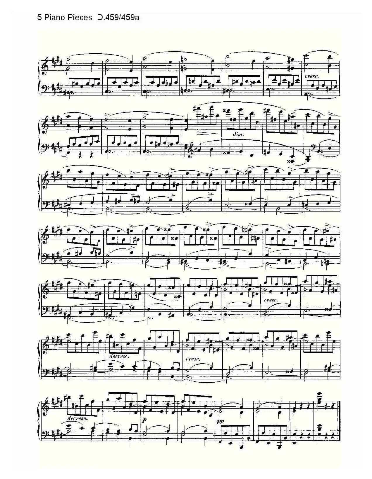 5 Piano Pieces D.459/459a(钢琴五联奏D.459/459a)