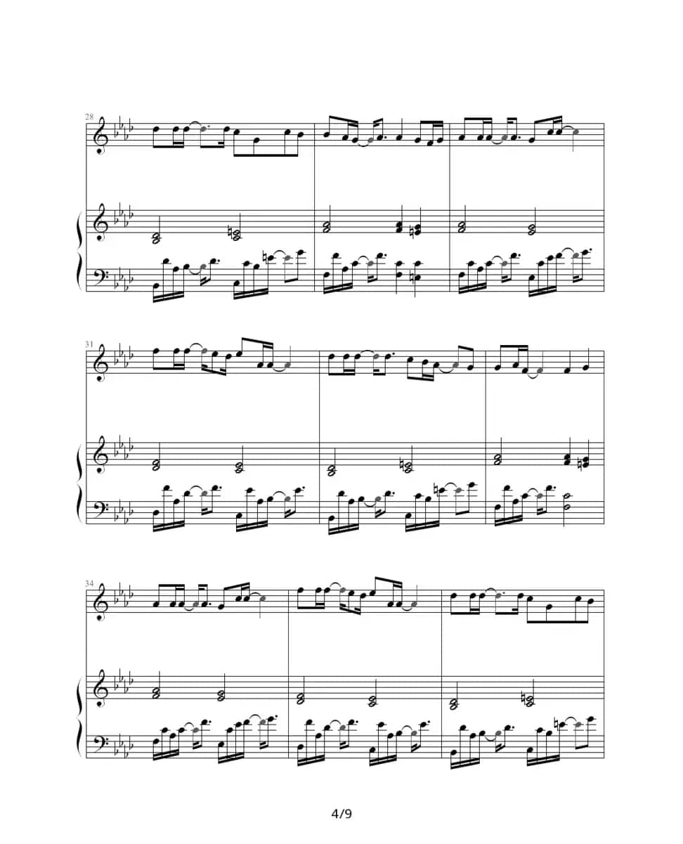 夜曲（周杰伦作曲、巴特尔编配版、钢琴伴奏谱）