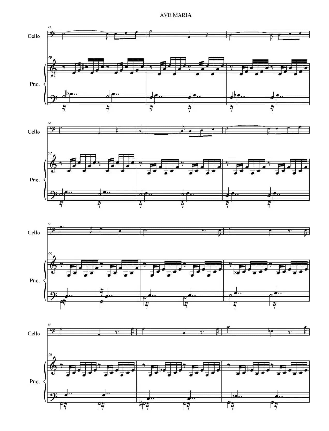 Ave Moria（圣母颂）（大提琴独奏+钢琴伴奏）