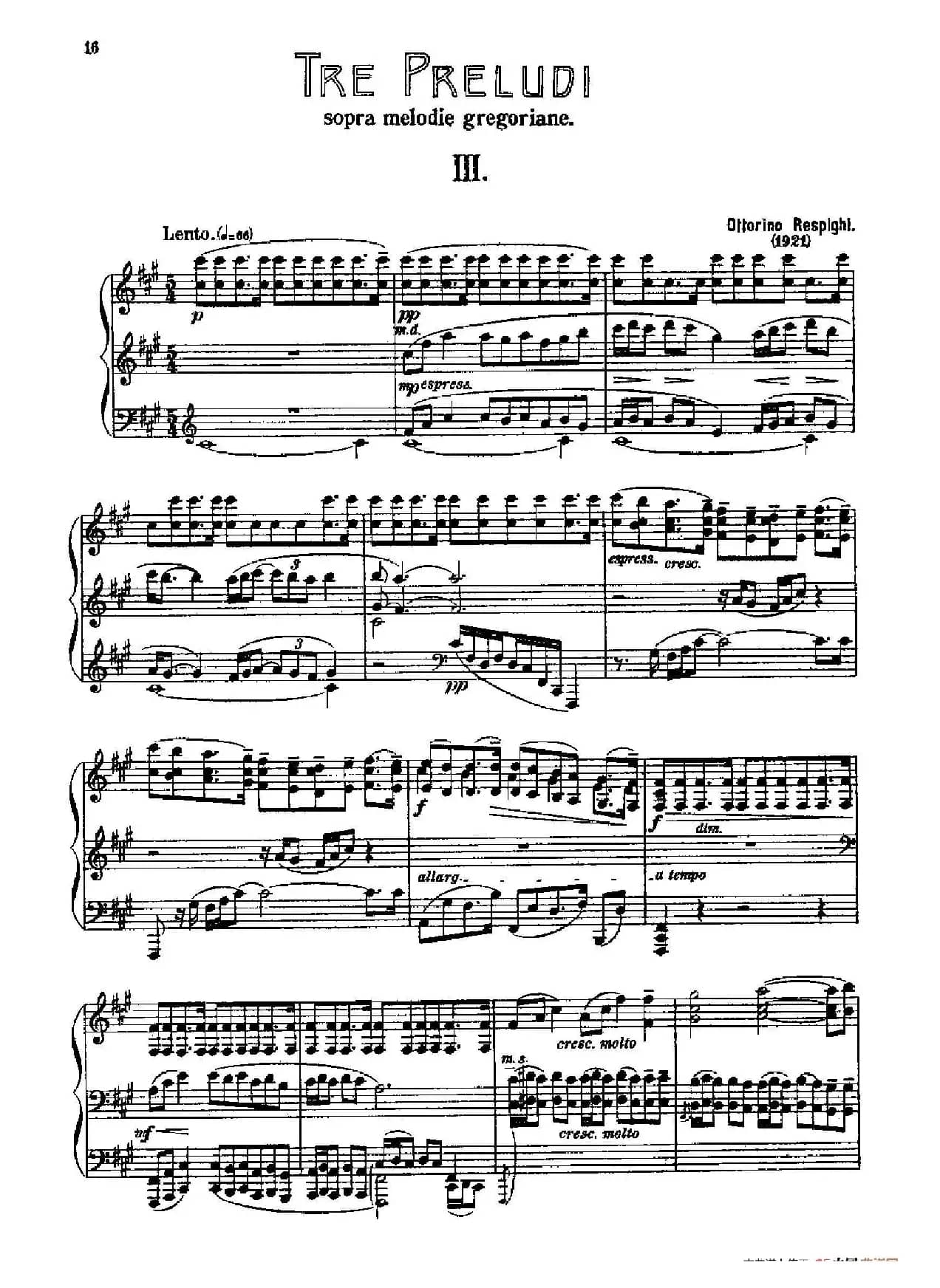 Three Preludes on Gregorian Melodies（三首格里高利圣咏前奏曲 3. 慢板）