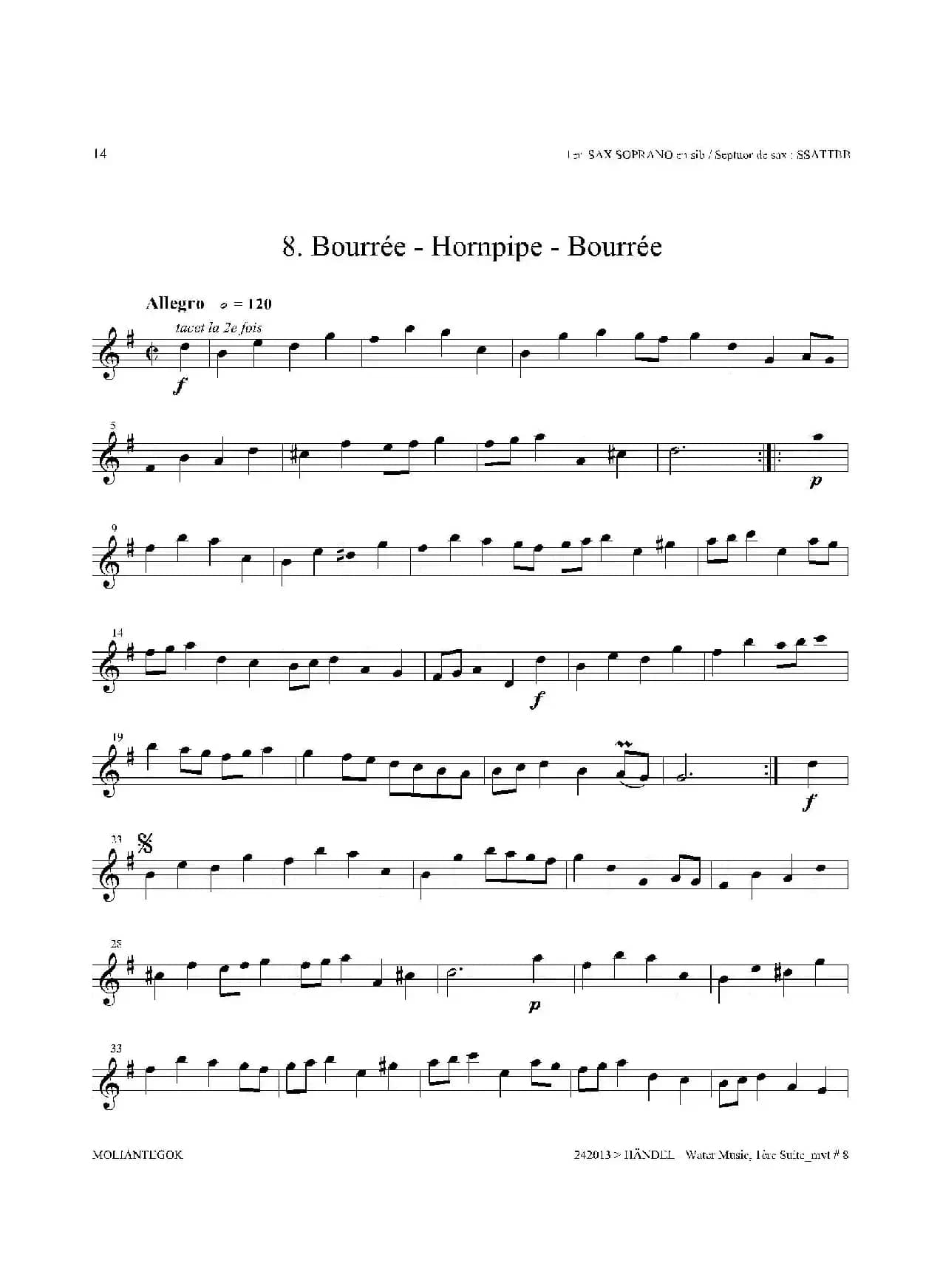 Water Music（HWV.348 No.1）（第一高音萨克斯）