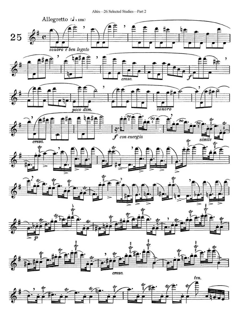 阿尔泰斯26首精选长笛练习曲（NO.25）