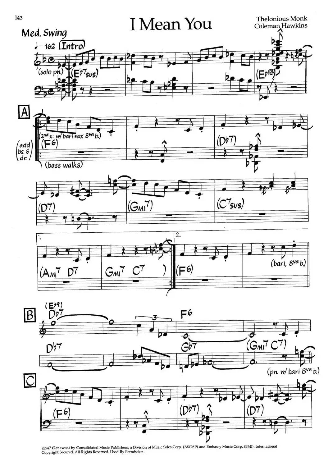 I Mean You（爵士钢琴曲）