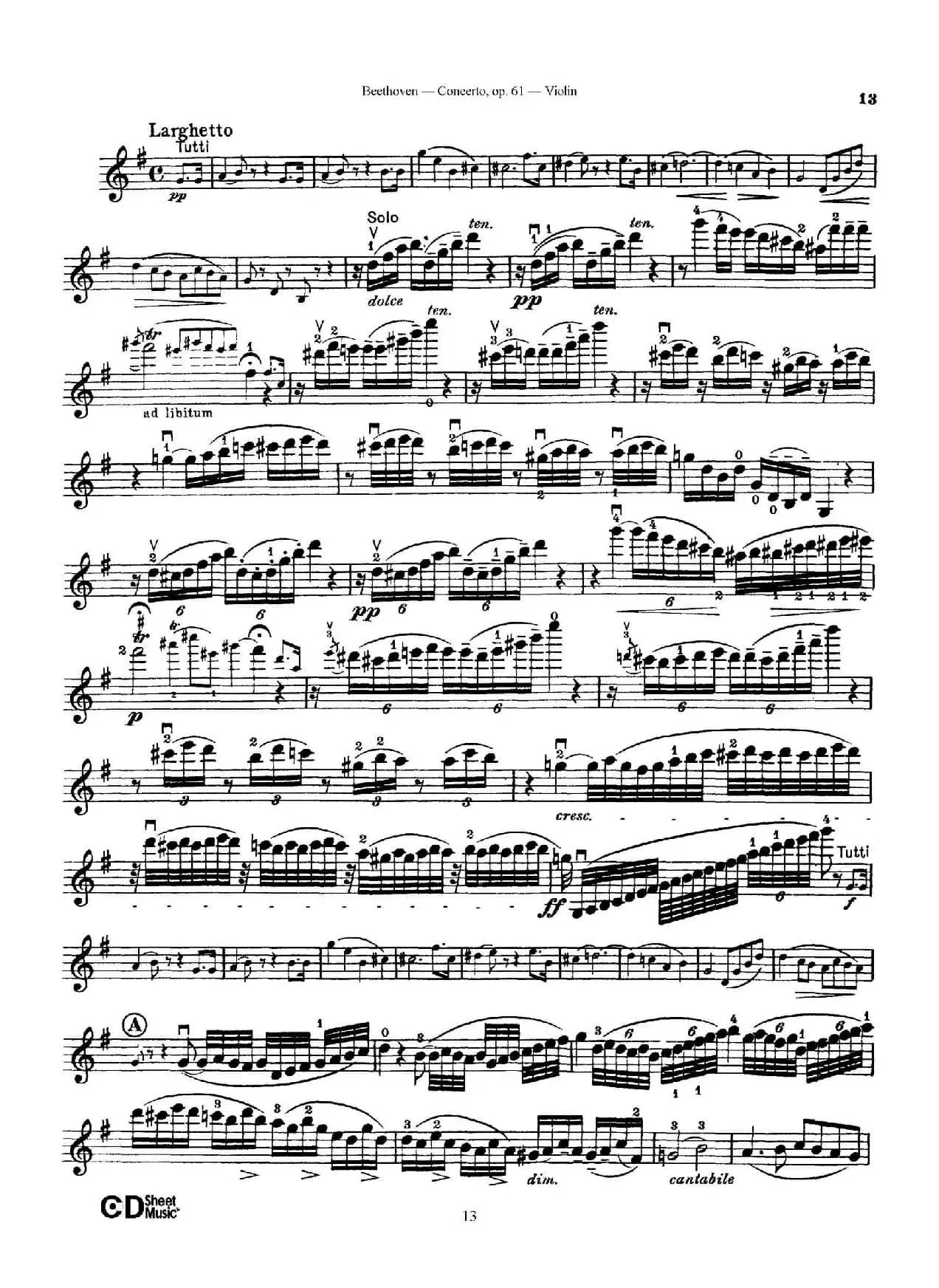 D大调小提琴协奏曲 Op.61（小提琴与钢琴版）