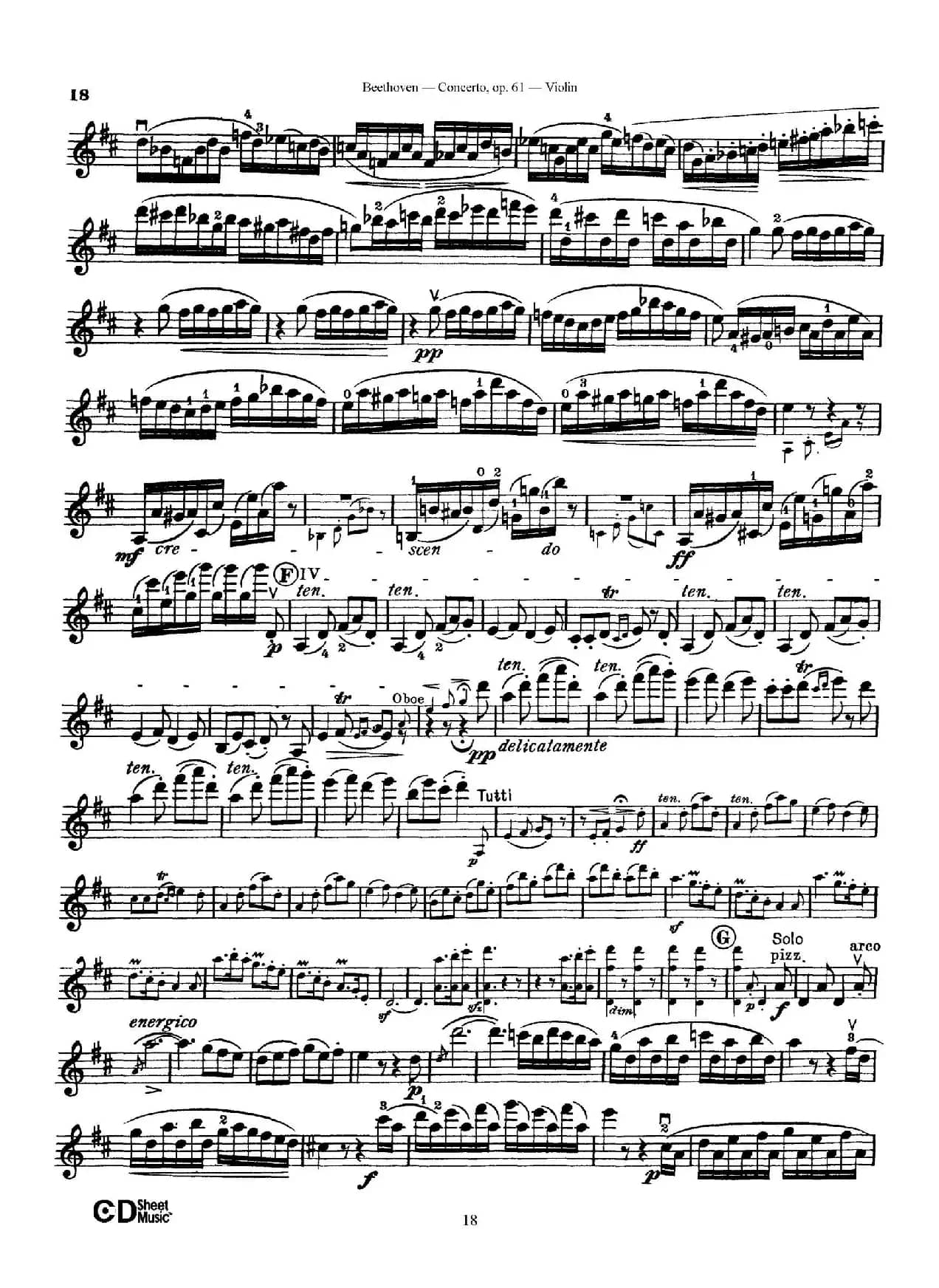 D大调小提琴协奏曲 Op.61（小提琴与钢琴版）