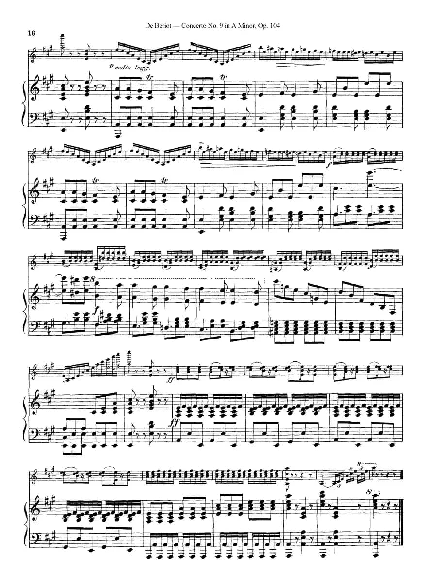 Beriot《Concerto No.9 in A Minor》Op.104（贝里奥《A小调第九小提琴协奏曲》Op.104、小提琴+钢琴伴奏）