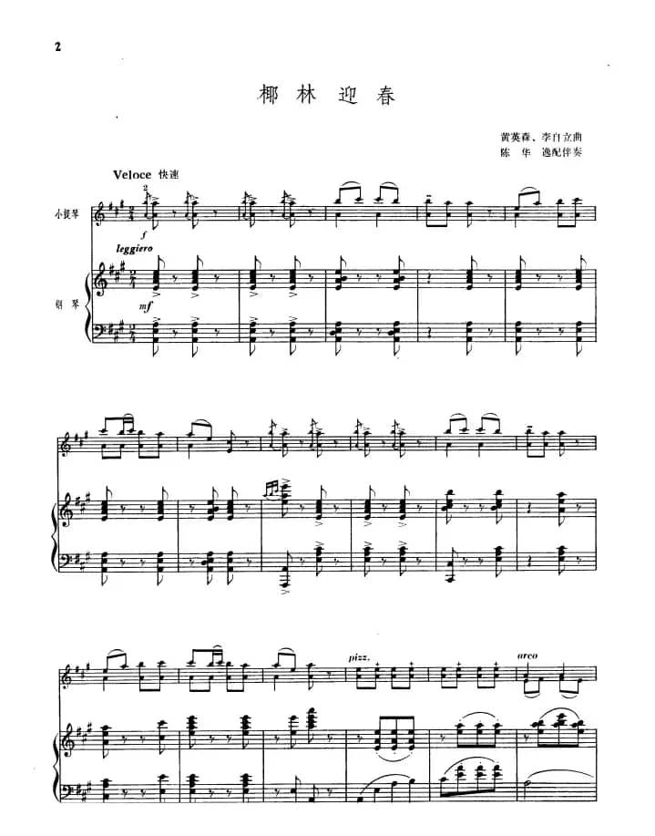 椰林迎春（小提琴+钢琴伴奏）