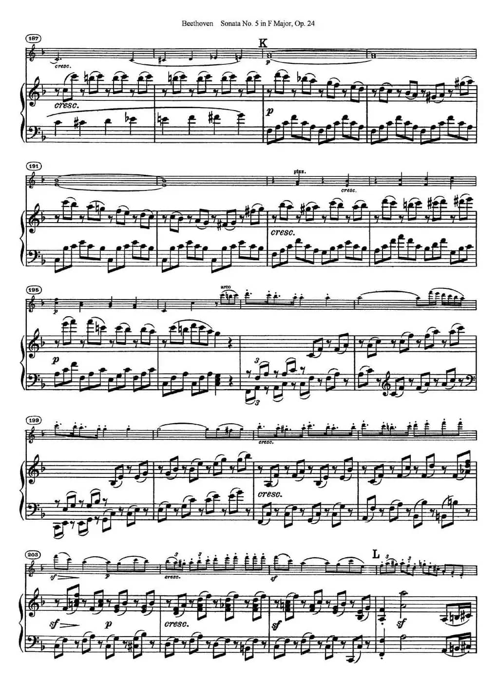 Violin Sonata No.5 in F Major Op.24（小提琴+钢琴伴奏）