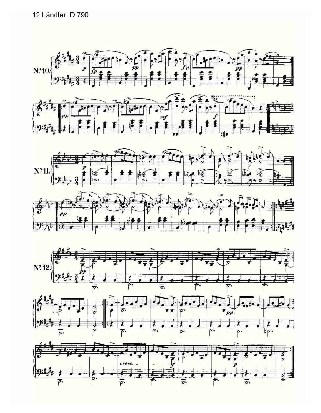 12 Ländler D.790