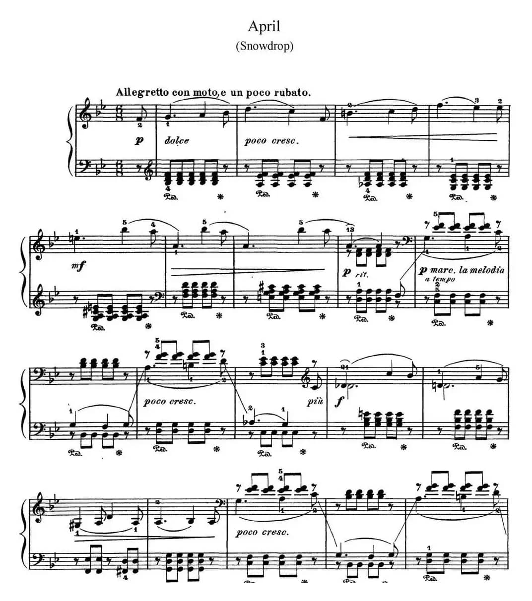 柴可夫斯基 四季 4月 松雪草 降B大调 Snowdrop B flat major