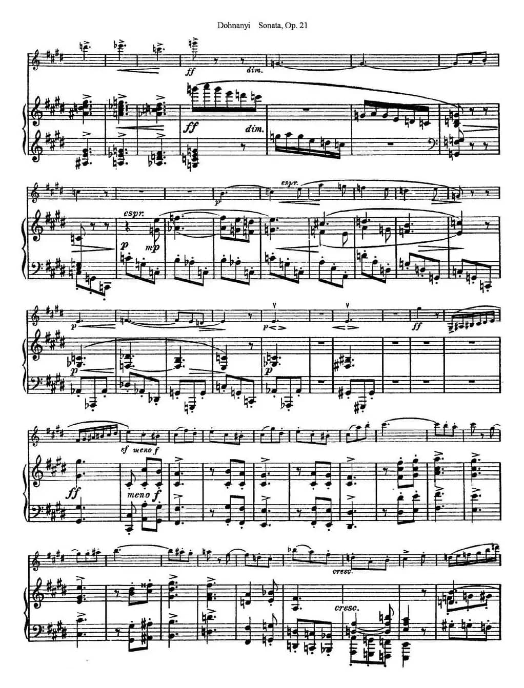 Dohnanyi Sonata Op.21（小提琴+钢琴伴奏）