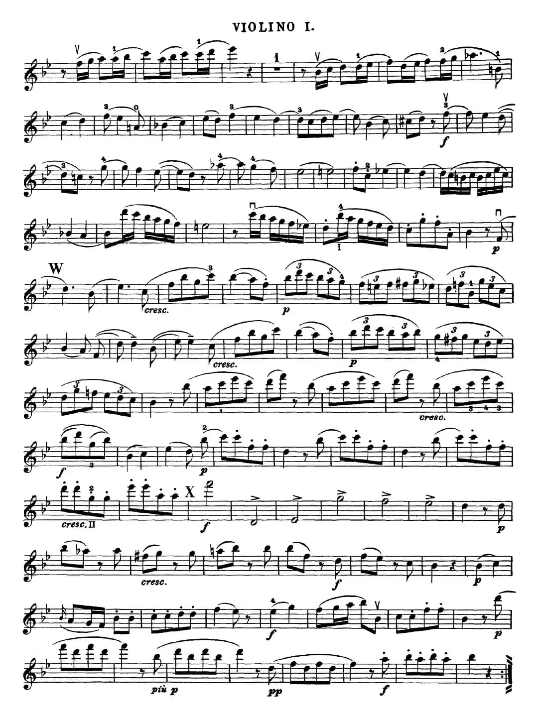Mozart《Quartet No.17 in Bb Major,K.458》（Violin 1分谱）