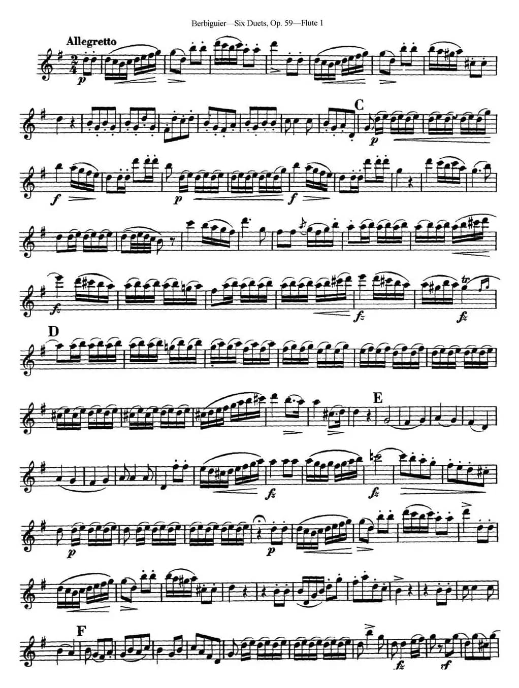 博比格6首长笛二重奏练习曲Op.59（Flute 1）